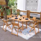 Cambridge Casual Miami Teak Wood Patio Dining Set with Cast Shale Cushion, Natural Teak/Cast Shale Cambridge Casual