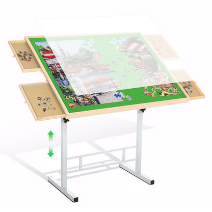 BittPicc 1500 Piece Puzzle Table with Drawers Adjustable Height & Angle Jigsaw Puzzle Boards Table with Legs 35"x 26" Wooden Puzzle Tables for Adults - WoodArtSupply