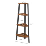 VASAGLE Corner Shelf Stand, 4-Tier Corner Bookshelf, Industrial Corner Ladder Shelf, Plant Stand Display Shelf for Living Room, Office, Kitchen, Rustic Brown and Black ULLS34X VASAGLE