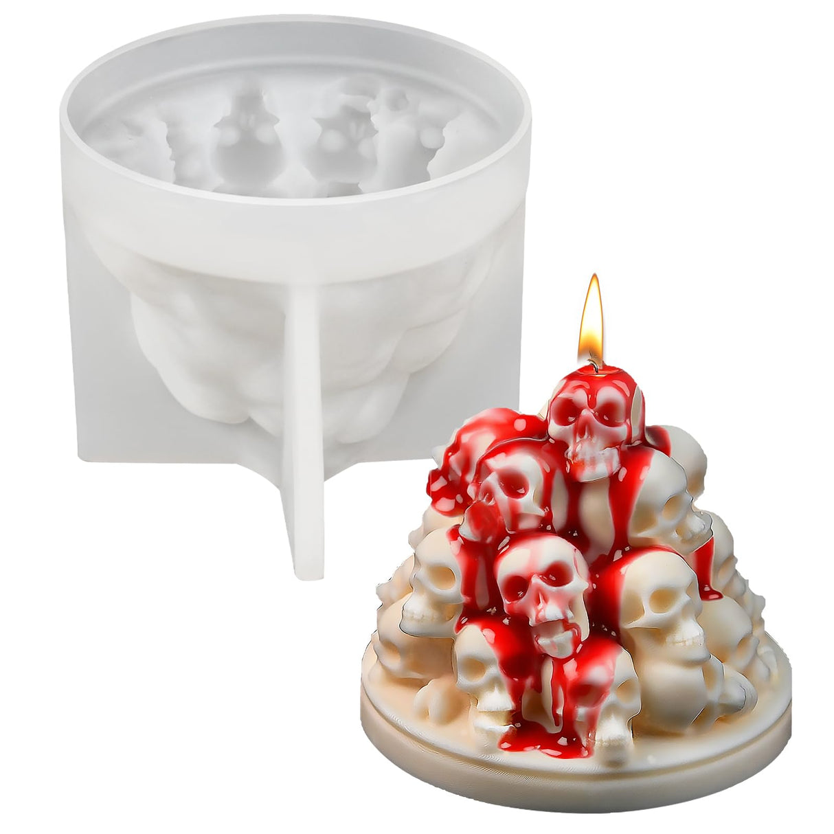 ZQYSING Skull Candle Molds for Candle Making, Halloween Silicone Mold for Epoxy Resin Candles Wax Soap Plaster Cement Concrete Home Party Decorations ZQYSING