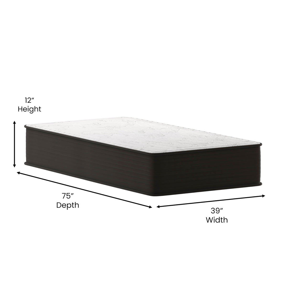 Flash Furniture Dream 12 Inch Hybrid Mattress, Twin Size High Density Foam and Innerspring Mattress in a Box, CertiPur-US Certified Foam Flash Furniture