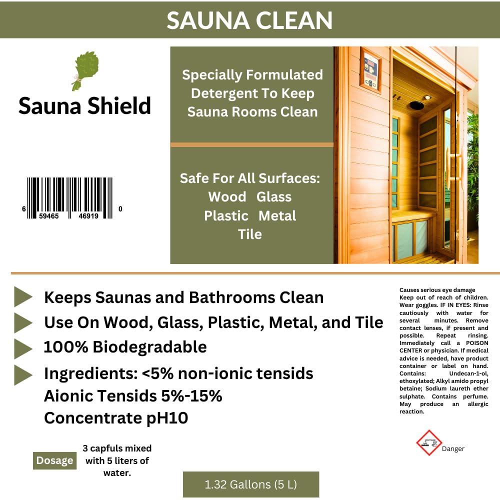 Sauna Shield Sauna Room Care Set: Sauna Wood Oil & Sauna Wood/Room Cleaner (1.32 Gallons Each) with Sponge Applicator - WoodArtSupply