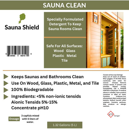 Sauna Shield Sauna Room Care Set: Sauna Wood Oil & Sauna Wood/Room Cleaner (1.32 Gallons Each) with Sponge Applicator - WoodArtSupply