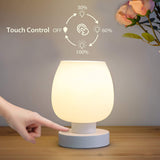 Touch Bedside Table Lamp - Modern Small Lamp for Bedroom Living Room Nightstand, Desk lamp with White Opal Glass Lamp Shade, Warm LED Bulb, 3 Way Dimmable, Simple Design Mother's Day Gifts ONEWISH