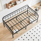 Crocofair Metal Daybed Frame Heavy Duty Slats Sofa Bed Platform Mattress Foundation Twin Daybed No Box Spring Needed(Black Twin) Crocofair