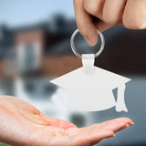 LOGOFUN 6 Pcs Sublimation Keychain Graduation Cap Blanks Heat Transfer Keyring Graduation Gifts for DIY Craft Party Favor (White) LOGOFUN