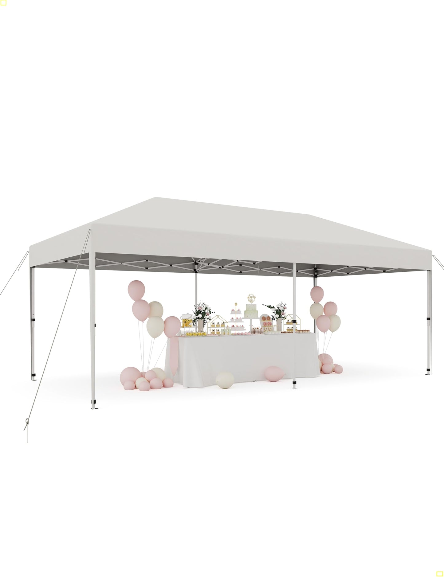 10'x 20' Pop up Canopy Tent with 210 D Oxford Fabric, Portable Instant Commercial Canopy Including 12 Stakes 6 Sandbags for Farmers' Market, Wedding Event, Outdoor Camping-White