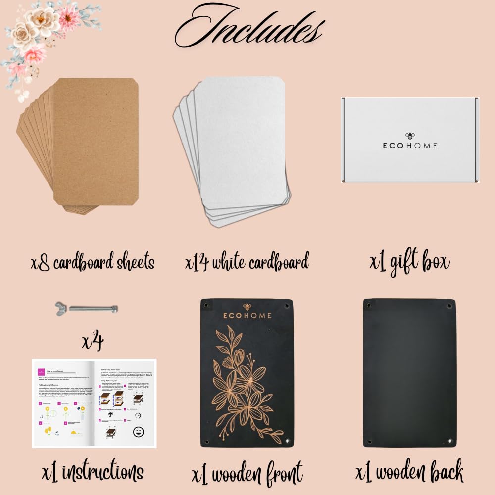ECOHOME Flower Press Kit for Preserving Plants and Pressed Flowers - Empower Your Creativity with Botanical Art & Craft Supplies to Preserve Cherished Nature Memories ECOHOME