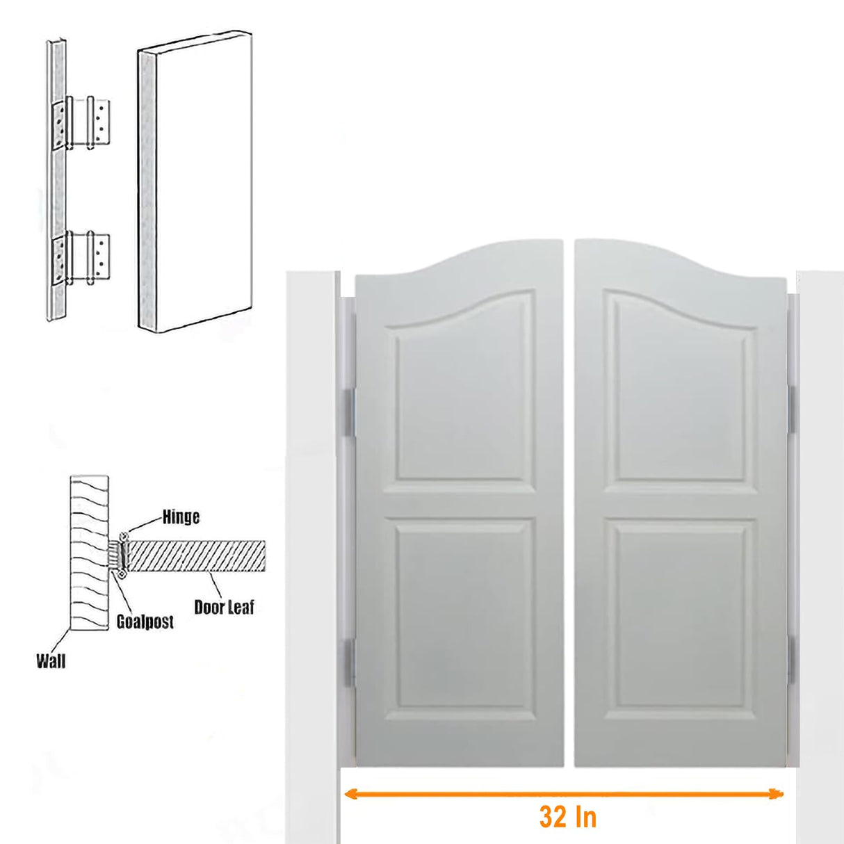 Saloon Doors 30/32/36 in Wide, Modern Swinging Half Door for House, Kitchen, Interior Wood Cafe Door with Hardware, Western Style Premade Bar Doors LVYIHAN