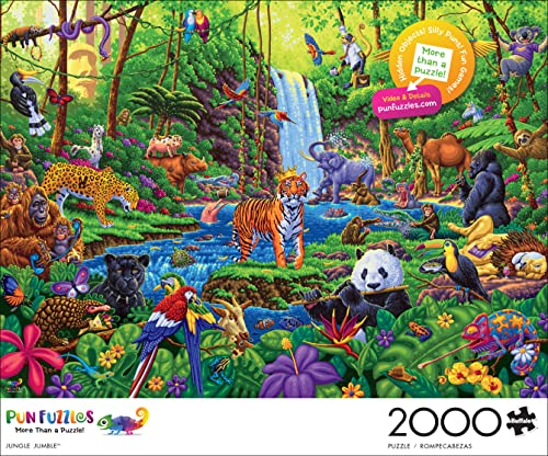 Buffalo Games - Jungle Jumble - 2000 Piece Jigsaw Puzzle for Adults Challenging Puzzle Perfect for Game Nights - 2000 Piece Finished Size is 38.50 x 26.50 - WoodArtSupply