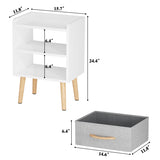 LUCKNOCK Night Stand with Drawer, Modern Nightstand, Bedside Tables, Mid Century Nightstands with Open Storage Shelf, Wood Bedside Table, Small Night Stands for Bedroom, 2-Tier Night Table, White. LUCKNOCK