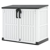LHBGO Light Gray Outdoor Resin Storage Shed 36 Cu. Ft. Garden Horizontal Storage Extra Large Capacity Weather Resistant Storage Box, Lockable Resin Waterproof Shed for Garbage Cans, Garden Tools LHBGO