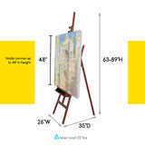 MEEDEN Walnut Large Painters Easel Adjustable Solid Beech Wood Artist Easel, Studio Easel for Adults with Brush Holder, Holds Canvas up to 48" MEEDEN