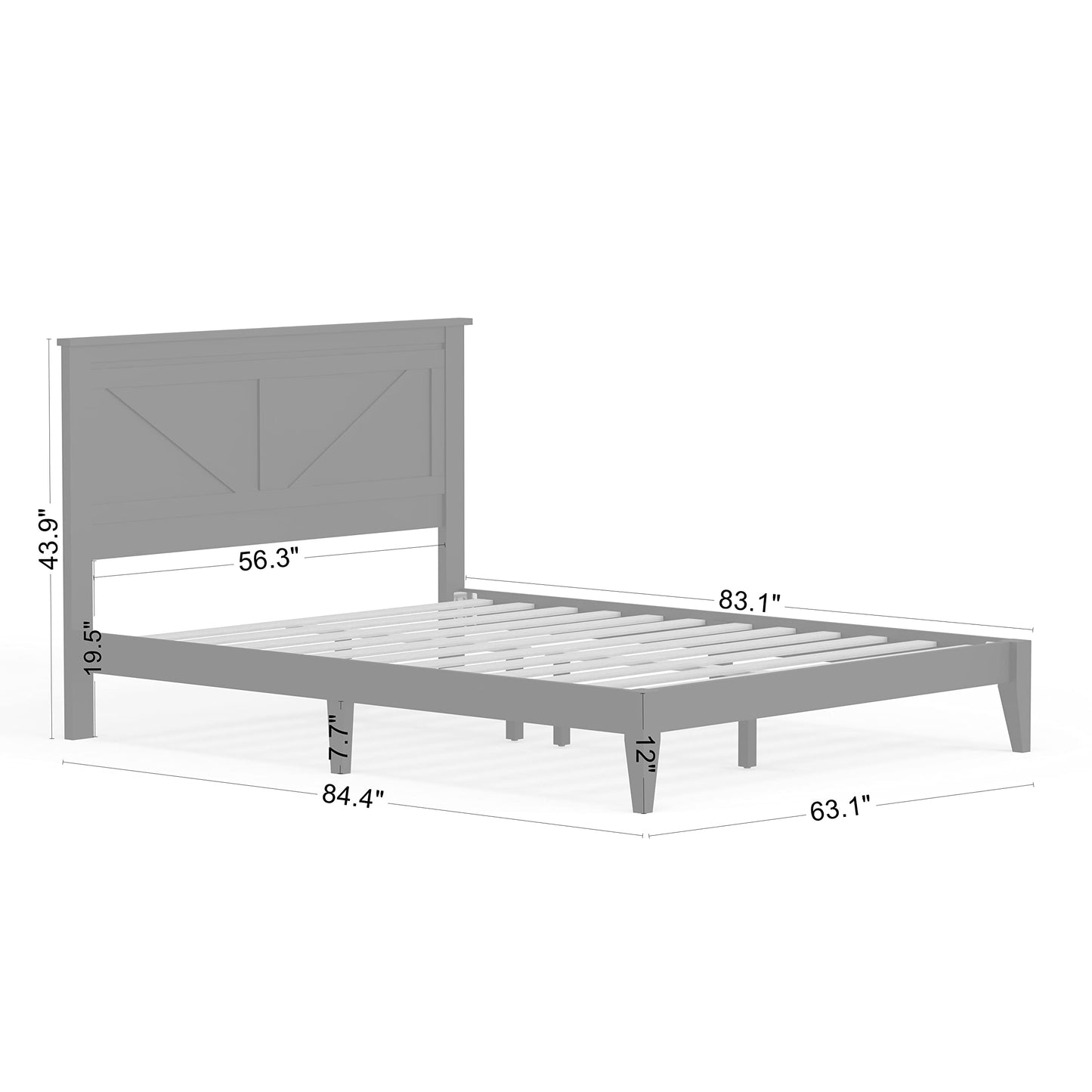 Farmhouse Solid Wood Queen Platform Bed in Gloss White by Glenwillow Home - WoodArtSupply