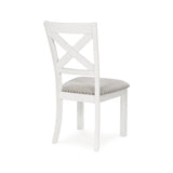 Signature Design by Ashley Robbinsdale Casual Upholstered Solid Wood Dining Chair with Nailhead Trim, Set of 2, White & Light Gray Signature Design by Ashley