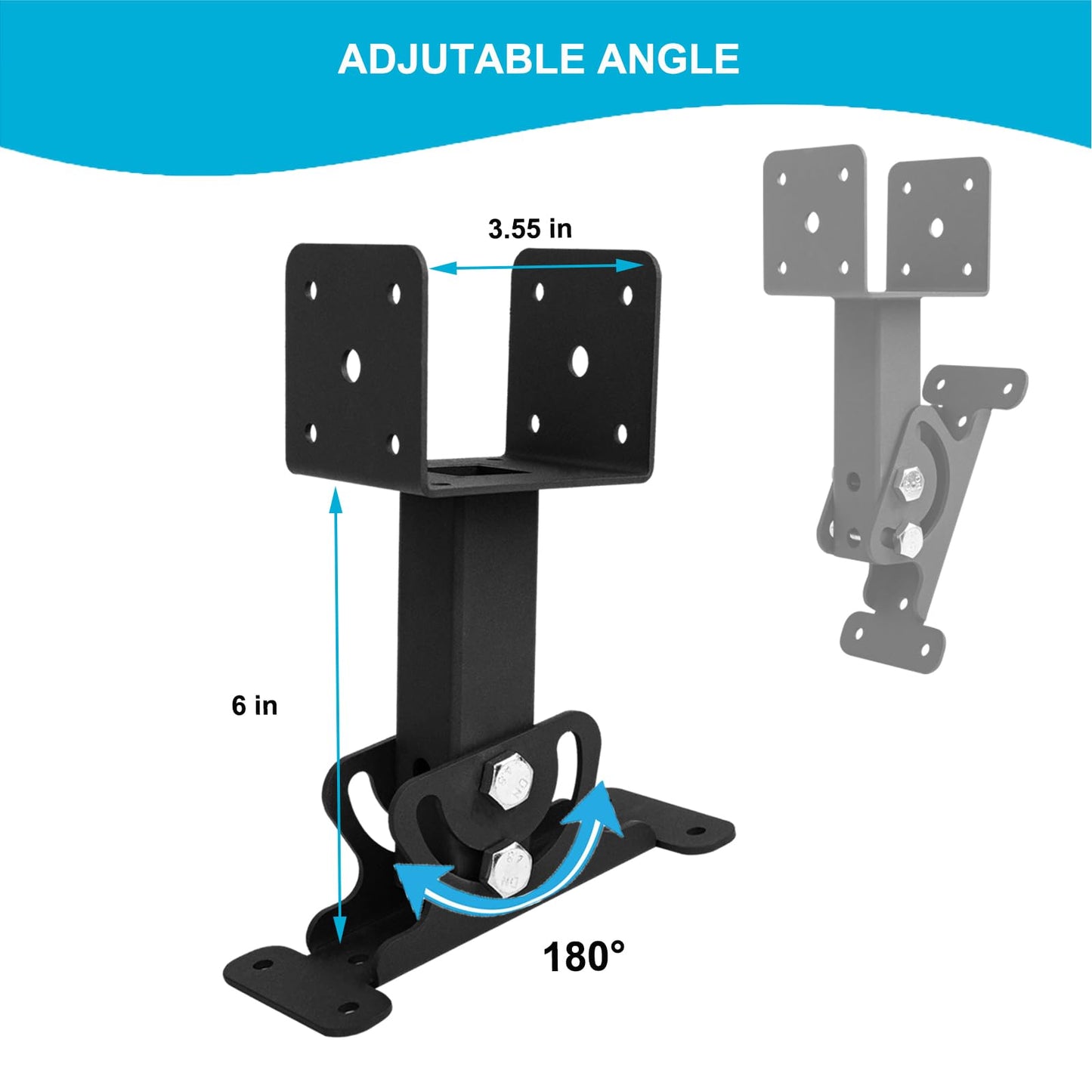 Wpbhk 1Pcs Roof Riser Brackets Kit Pergola Roof Riser Beam Bracket Pergola Support Brackets, Heavy Duty Roof Mount Brackets 3-1/2" Saddle Black for Pergola