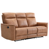 Manual Loveseat Recliner Sofa, Wall-Hugger 3 Seat Reclining Love Seat Couches, Leathaire Reclining Sofa Set, 3-Seater Recliner Chair for Living Room, Office, Apartment, Brown CANMOV