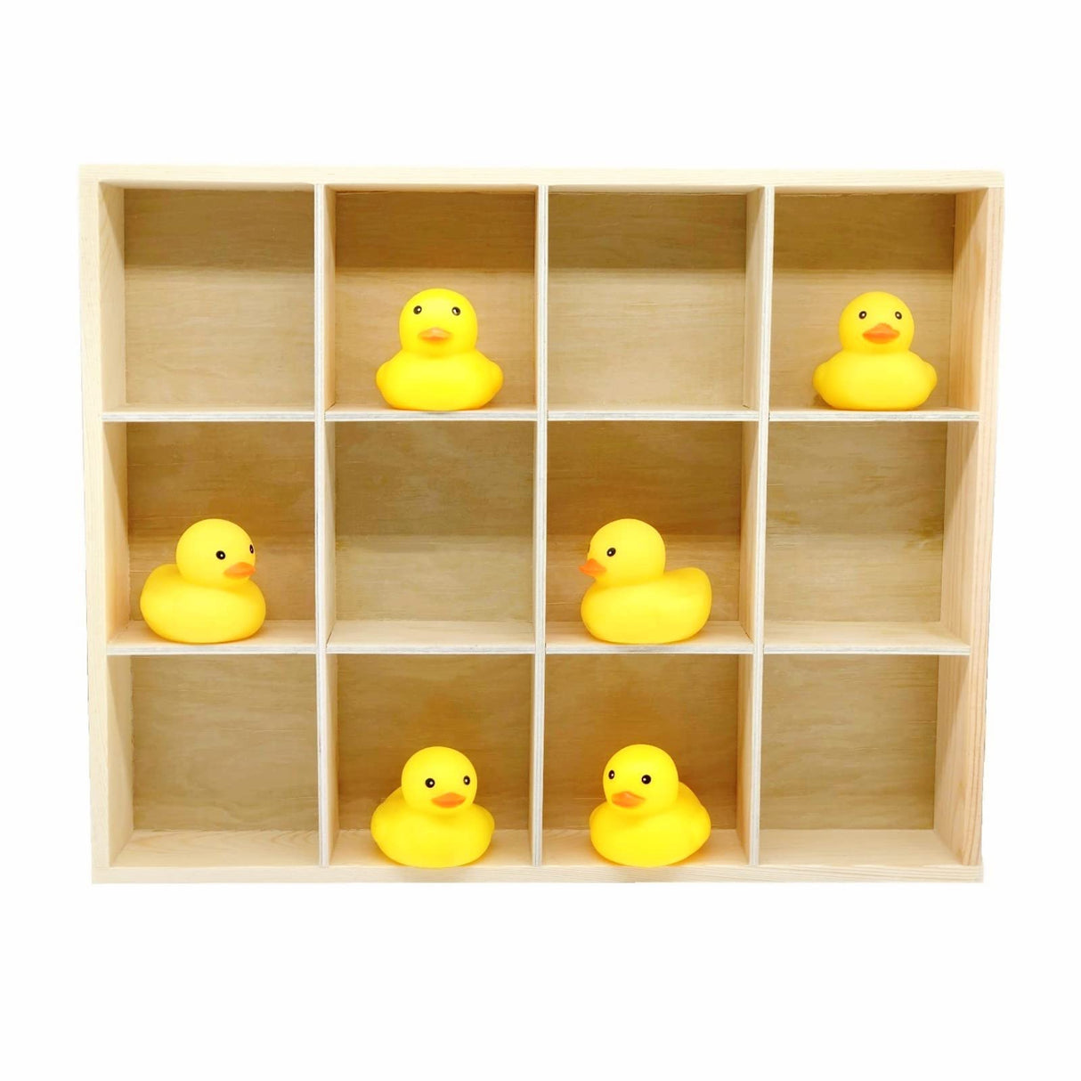 LONG TAO 1 Pcs 13.4''x10.6''x2'' Wooden Storage Divider Box Showcase Display Box Organization Tray Display Holder Tabletop Box with 12 Compartments for Home Craft Office Kitchen Storage LONG TAO