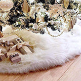 CHICHIC 48 inch Christmas Tree Skirt Faux Fur Xmas Tree Skirt Christmas Decorations Holiday Tree Ornaments Tree Decoration for Christmas Home Decorations, Xmas Party Holiday Decorations, Snow White CHICHIC