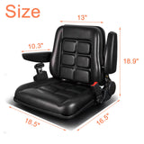 Universal Adjustable Forklift Seat with Safety Belt and Armrest, Adjustable Backrest and Slide Rail Waterproof PVC Mower Seat, for Tractor Excavator, Forklift, Skid Loader, Backhoe Dozer Telehandler COZLMHJ