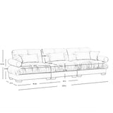 KEIKI 130" Oversized Velvet Modular Sectional Sofa with High-Density Foam Cushion and Bolstered Armrests, Upholstered Modern Style 3-Seater Cloud Couch with 5 Pillow, for Apartment, Living Room, Cream KEIKI