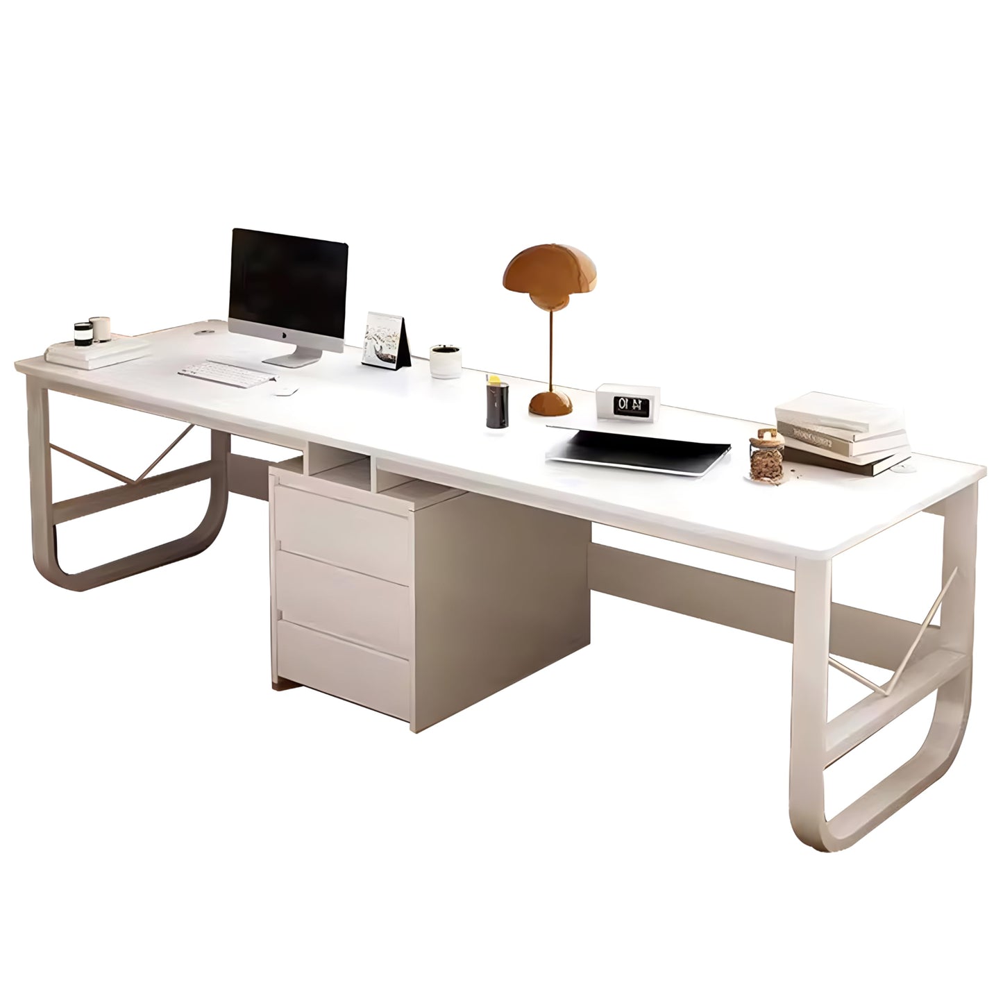 Generic 95″ Large Two Person Desk with 3 Drawers,Extra Long Double Desk for Home Office Desk,Industrial Wood Workstation for 2 People,Gaming Computer Desk,Writing Study Table,White, 94.48″X28 - WoodArtSupply