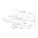 KEIKI 133" Sectional Sofa with Removable Ottomans, Gray 5 Seat U Shaped Sleeper Cloud Couch Set, Comfy Chenille Upholstered Modular SofaBed for Apartment Living Room, Throw Pillows, Dark Grey KEIKI