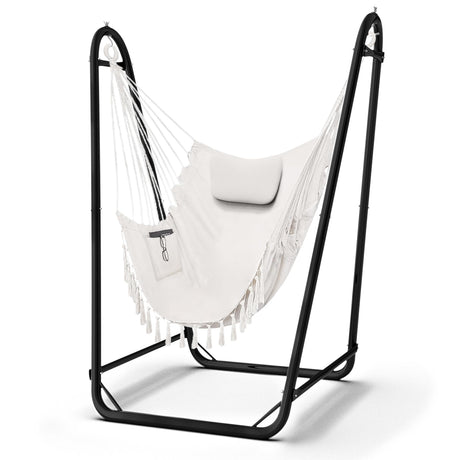 Hammock Chair with Stand,Heavy-Duty Hanging Chair with Stand, for Indoor Outdoor,Sturdy Swing Chair Stand Max Load 350 pounds(Hammock Chair Included) TOREVSIOR