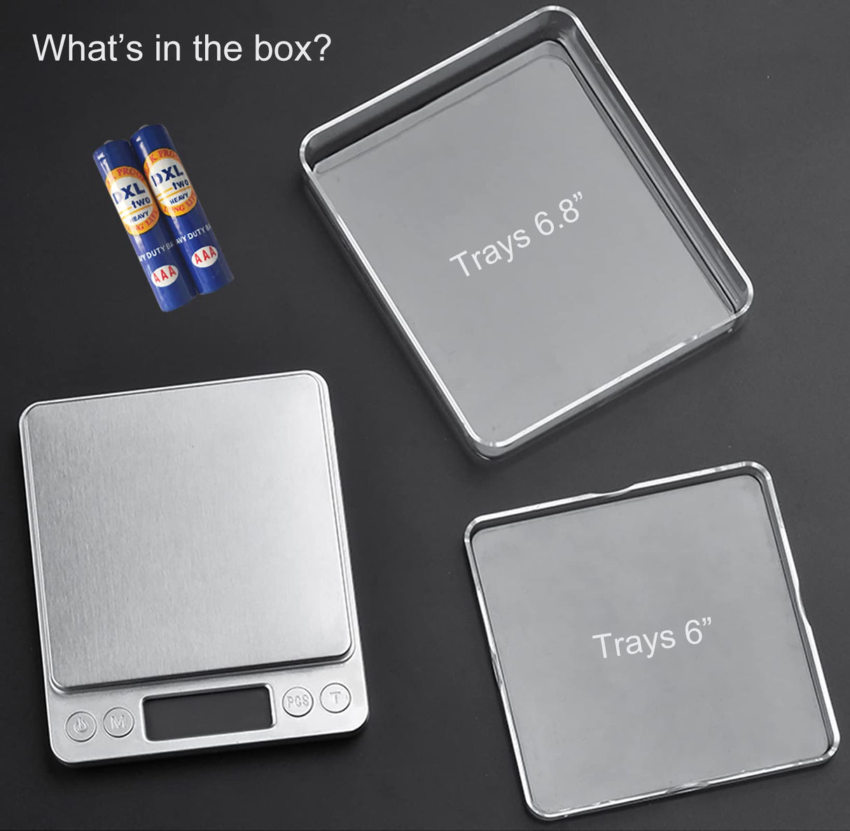 JOEAA Food Scale Digital Weight Grams and Ounces, 0.001oz/0.01g 500g Kitchen Scale for Food with Backlight LCD Display, Tare, 9 Units, Auto Off, 2 Trays, Batteries Included - Stainless Steel JOEAA