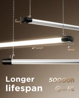 Sunco 12 Pack Linkable LED Utility Shop Light, 4500 LM, 5000K Daylight, 4 FT, 48 Inch Integrated Fixture for Garage, 40W Equivalent 150W, Surface + Suspension Mount, Black Sunco Lighting
