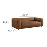 Modway Auren Vegan Leather Sofa in Coffee - Faux Leather Couch - Comfy Modern PU Leather Sofa - Oversized Mid Century Modern Couch for Living Room, Apartment, Loft Modway