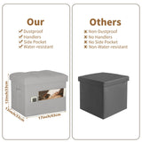 BelugaHelper Folding Storage Ottoman. Foot Rest Stool with Thicker Foam Padded Seat. 330 lbs Leather Ottoman with Storage Bench for Living Room, Bedroom, Home Office Table, 17x13x13in, Grey BelugaHelper