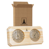 Northwood Sauna - Sauna Thermometer & Hygrometer 2 in 1 - Handmade from Finnish Pine Wood - Luxurious Glass and Golden Metal Dials Northwood Sauna
