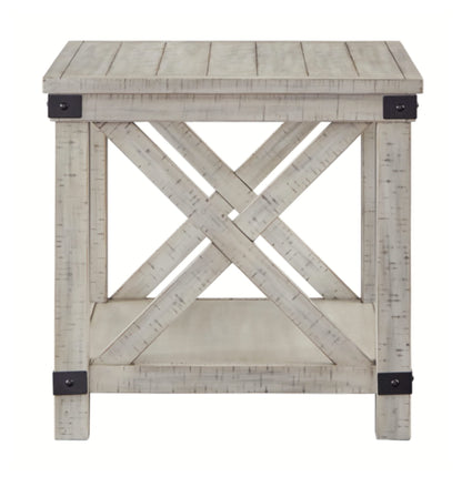 Signature Design by Ashley Carynhurst Rustic Farmhouse End Table, Whitewash - WoodArtSupply