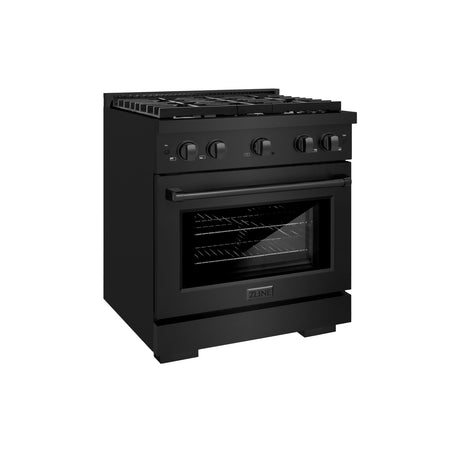 ZLINE 30 in. 4.2 cu. ft. Paramount Gas Range with 4 Burner Cooktop and Convection Gas Oven in Black Stainless Steel (SGRB-30) Z Line Kitchen and Bath