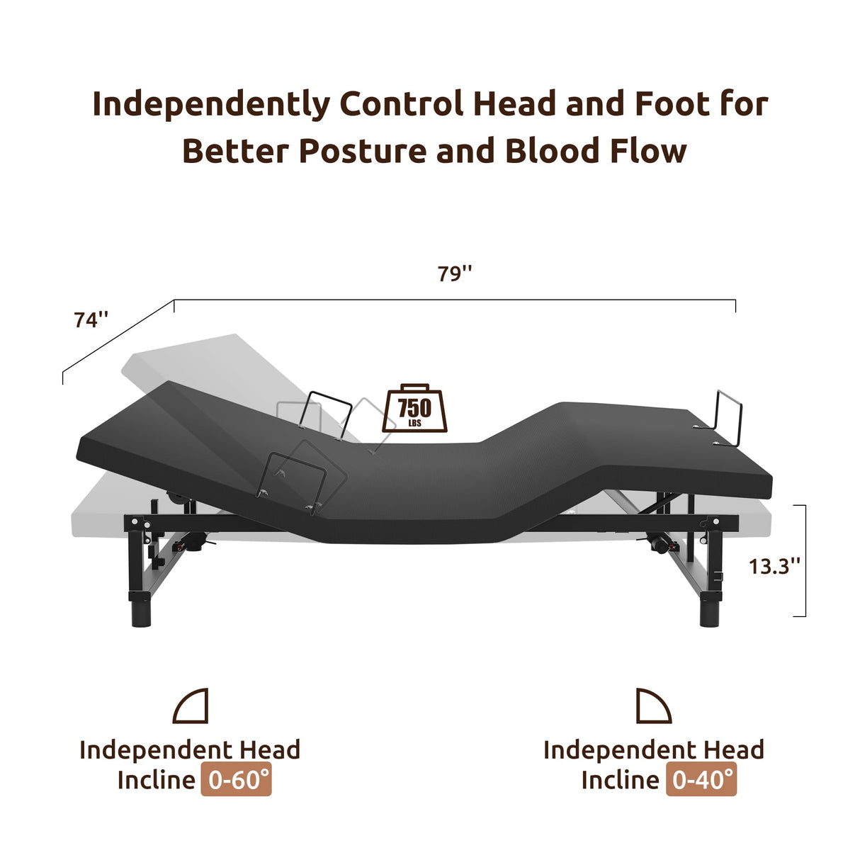 UniPon Adjustable King Bed Frame with Remote and USB Charging Station, Electric Bed Base, Zero Gravity, Head and Foot Incline, Easy Assembly (79" L x 74" W x 13" H) UniPon