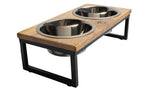 GF Pet Wood & Metal Feeder | Premium Mango Wood & Stainless Steel Dog Bowls Set | Elevated Food & Water Bowls for Dogs & Cats | Comfortable Raised Bowl Sets for Pets - Medium/24oz Brave Bark