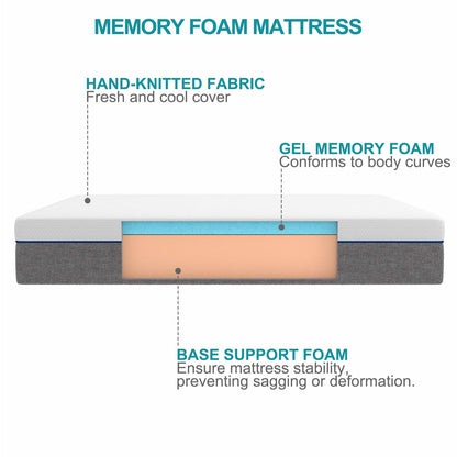 Twin Mattress 8 Inch Twin Gel Memory Foam Mattress,Twin Size Mattress in a Box, Medium Firm, Mattresses Twin Size 75"*39"*8"