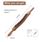 Goodtar Guasha Wood Stick Tools Wooden Therapy Scraping Lymphatic Drainage Massager, Double Row 34 Beads Point Treatment Gua Sha Tools for Back Leg, Anti-Cellulite and Pain Relief(Two Row,34 Beads) Goodtar