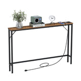 Tohomeor 5.9" Skinny Behind Sofa Console Table with Charging Station 47.24" Narrow Long Behind Couch Table with Power Outlets USB Ports Thin Entry Table for Entryway Living Room Hallway Tohomeor
