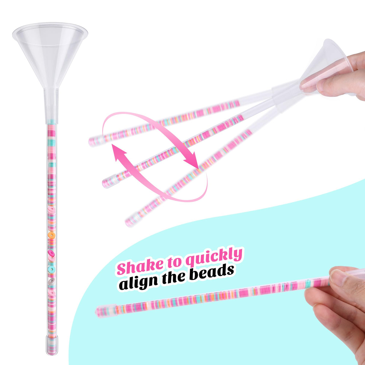 codree 3 Pack Beading Funnel Bracelet Making Kit- Clay Bead Beading Tools Kit- Beading Funnel Beading Needles for 0.24" Clay Beads Jewelry Making, Bracelets, Necklaces (Not Include Clay Beads) codree