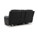 Signature Design by Ashley 5Z-Dreamlight Modern Leather Match Power Reclining Loveseat with Console, Adjustable Headrest and USB Charging, Black Signature Design by Ashley