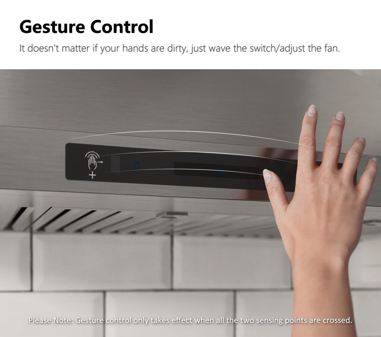 IKTCH 30-inch Wall Mount Range Hood 900 CFM Ducted/Ductless Convertible, Kitchen Chimney Vent Stainless Steel with Gesture Sensing & Touch Control Switch Panel, 2 Pcs Adjustable Lights(IKP02-30'') IKTCH