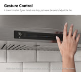 IKTCH 30-inch Wall Mount Range Hood 900 CFM Ducted/Ductless Convertible, Kitchen Chimney Vent Stainless Steel with Gesture Sensing & Touch Control Switch Panel, 2 Pcs Adjustable Lights(IKP02-30'') IKTCH