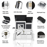 XiliqingEco Outdoor Chicken coops for 2-4 Chickens Wooden with Waterproof Asphalt Roof, Ramp, and Multiple Doors Openable Top Pull-Out Tray Suitable for Outdoor Backyard (Black and White) XiliqingEco