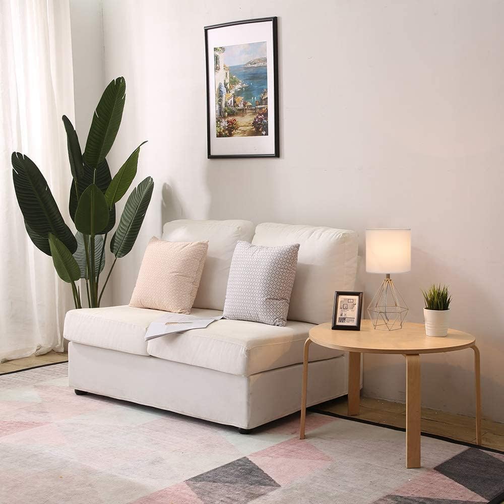 COTULIN Gold Modern Hollow Out Base Bedroom Small Table Lamp,Bedside Nightstand Lamp with Geometric Metal Base White Fabric Shade,Cute Desk Lamp for Kids Living Room COTULIN