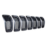 Astra Depot 7pcs Matte Black Mesh Honeycomb with Retro Gray Dark Ring Front Grille Grill Inserts Covers Compatible with 2014-2018 Jeep Cherokee Astra Depot