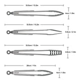 4in1 Stainless Steel Kitchen Food Tongs Set for Cooking with Silicone Tips, Toaster Steak Pie Pizza Pasta Spaghetti Noodles Salad Fruit Vegetable Grill BBQ Buffet Clamp Serving Tools Gadgets Aschef