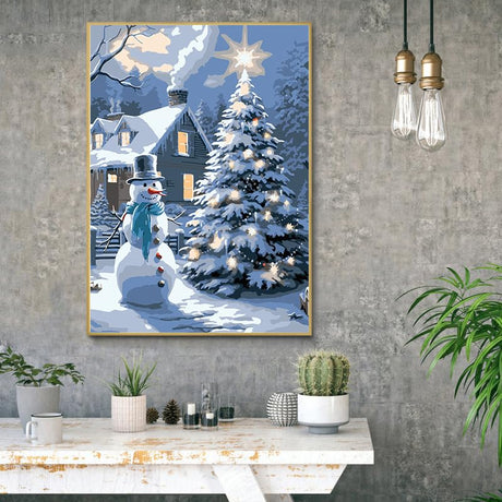 Eiazuiks Christmas Paint by Number for Adults. Snowman and Christmas Tree Paint by Numbers for Adults Beginner Drawing Paintwork with 3 Paintbrushes Paint Canvas Oil Painting 16” x 20” Eiazuiks