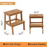 VICTORY RELAX Acaia Wood 2 Step Stool, Waterproof Wooden Step Stool for Adults, 20 Inch Tall Wood Short Footstool Suitable for Bathroom, Kitchen, Bathroom, Bedroom VICTORY RELAX
